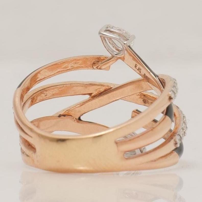 Criss Cross Enamel Natural Diamond Ring