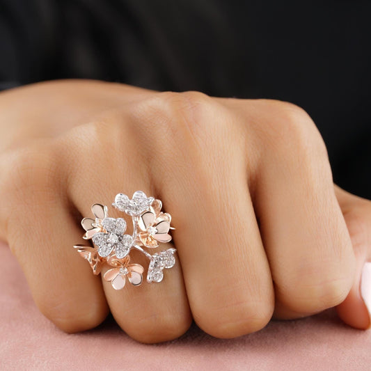 Flower Bunch Dual Tone Ring