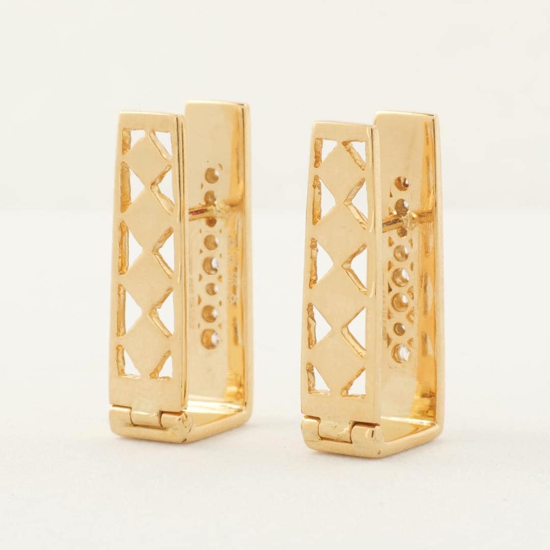 Rectangle Diamond Huggie Earrings