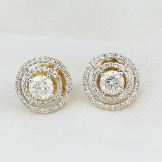 Double Halo Stud Solitaire Earrings