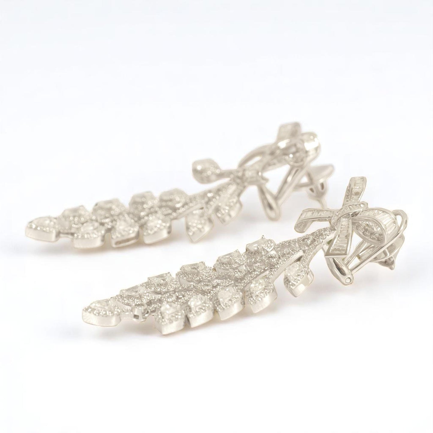 Bow Leaf Diamond Dangle Earrings