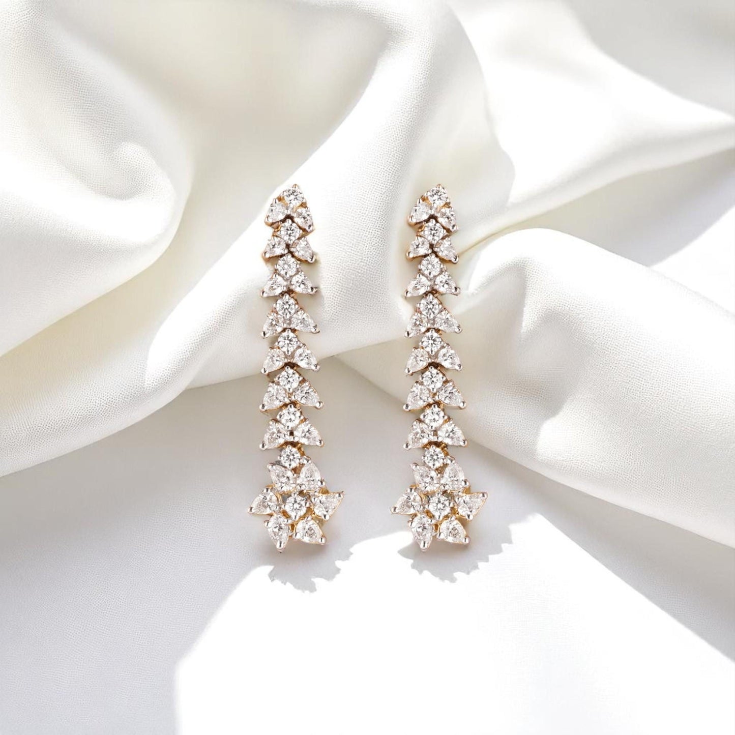 Floral Cluster Diamond Dangle Earrings