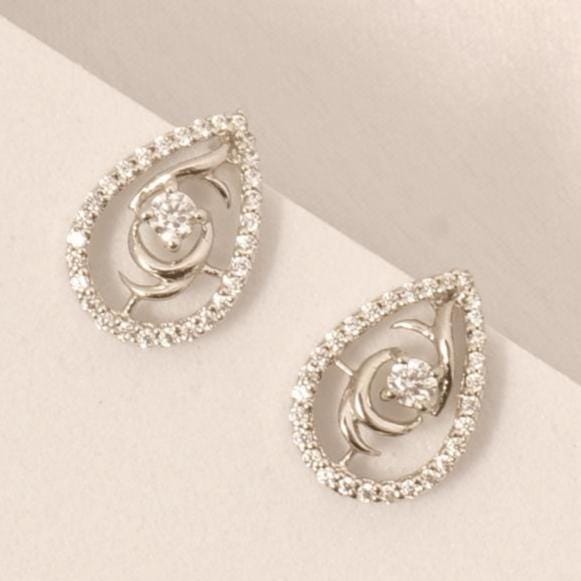 Teardrop Rose Diamond Stud Earrings