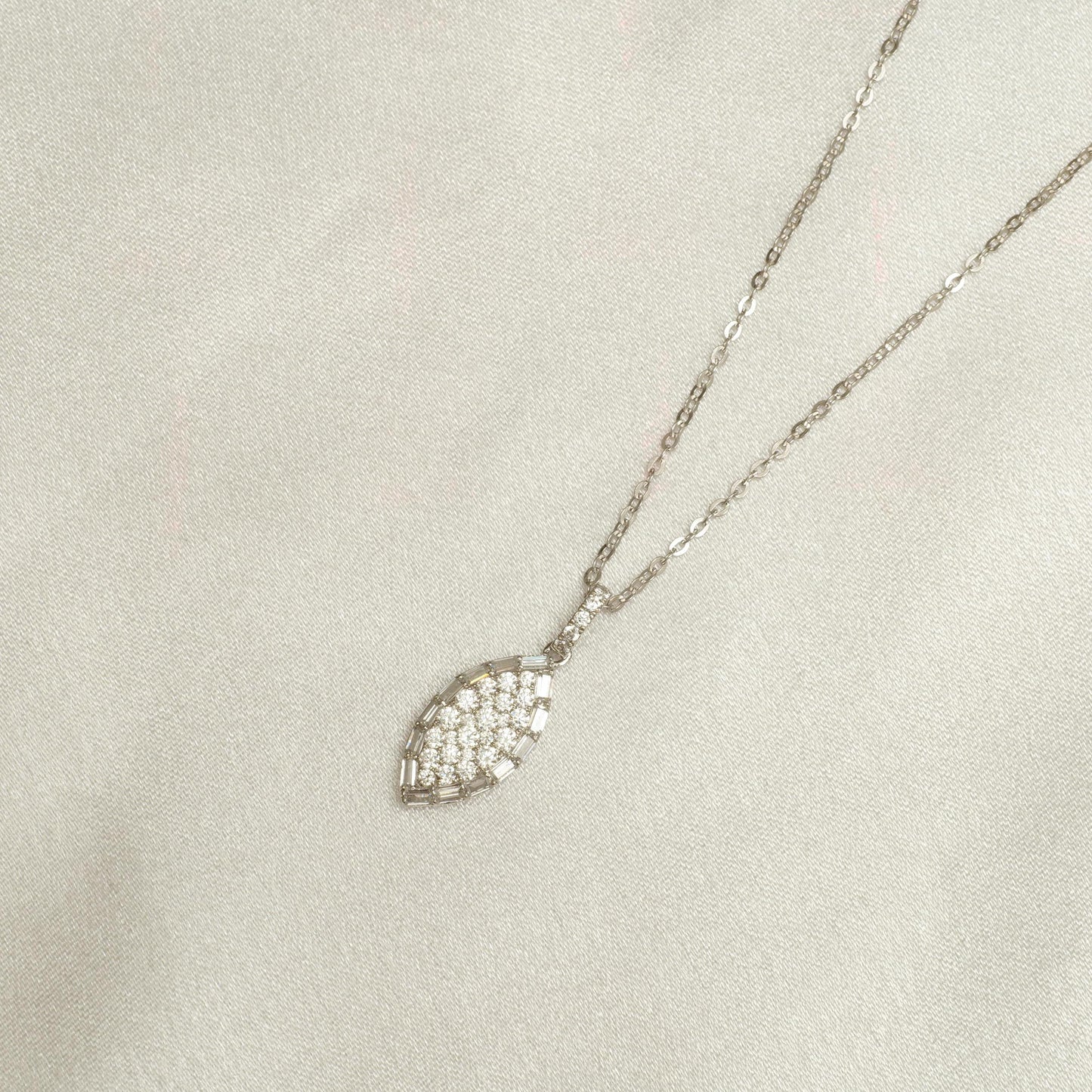 Eye Shape Diamond Pendant Necklace