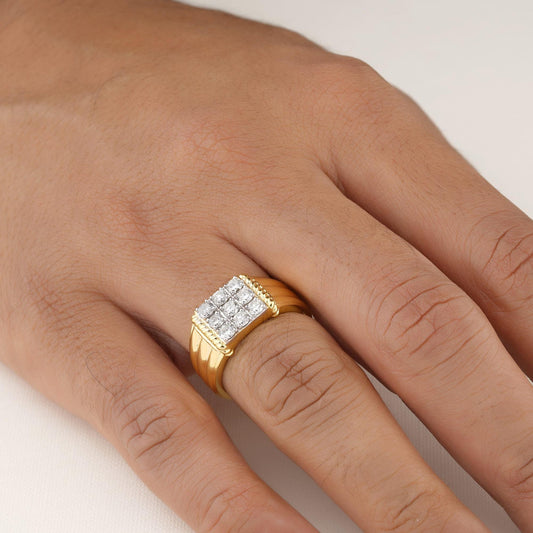 Square Grid Men's Diamond Ring