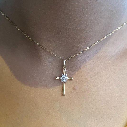 Cross Flower Diamond Pendant