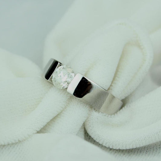 Round Solitaire Tension Set Diamond Men Ring