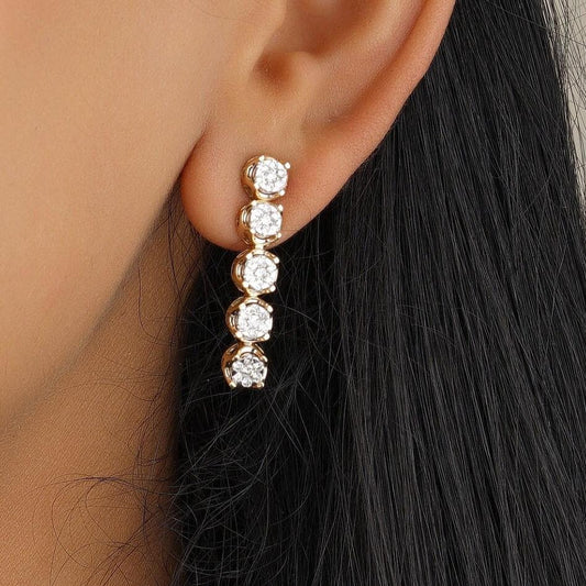 Diamond String Earrings With Illusion Setting