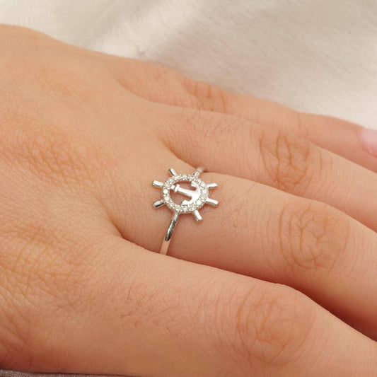 Anchor Wheel Diamond Ring