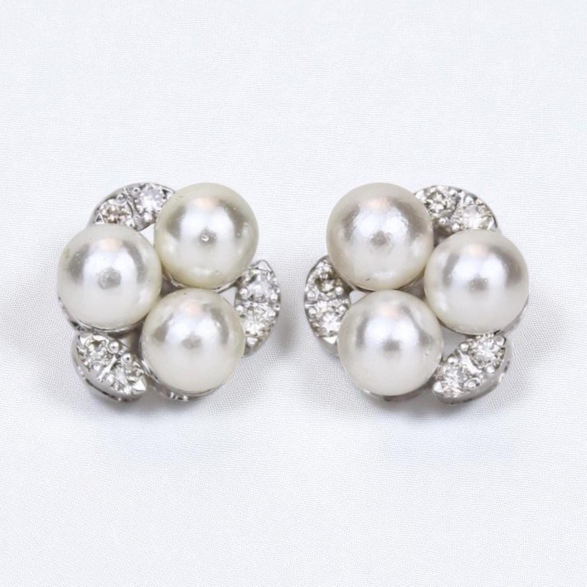 Pearl Stud Diamond Earrings In 14kt Solid Gold