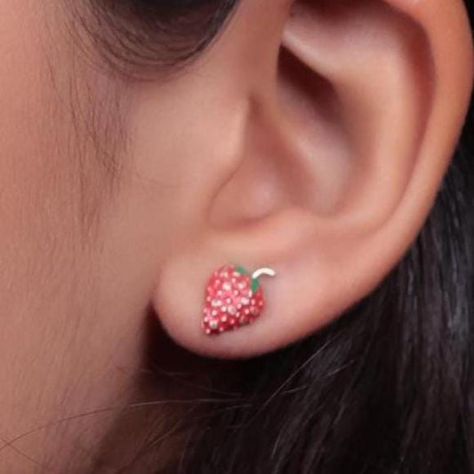 Kids Strawberry Diamond Stud Earrings