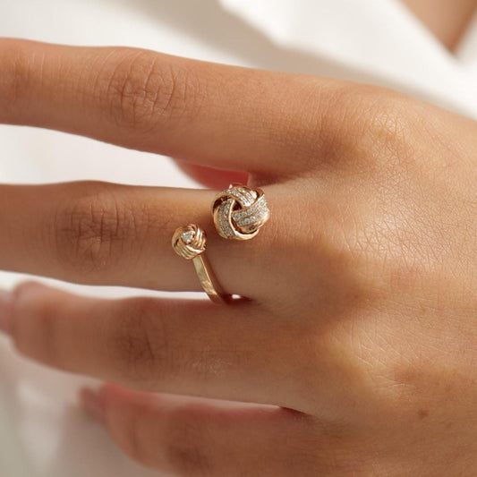 Love Knots Natural Diamond Open Cuff Ring