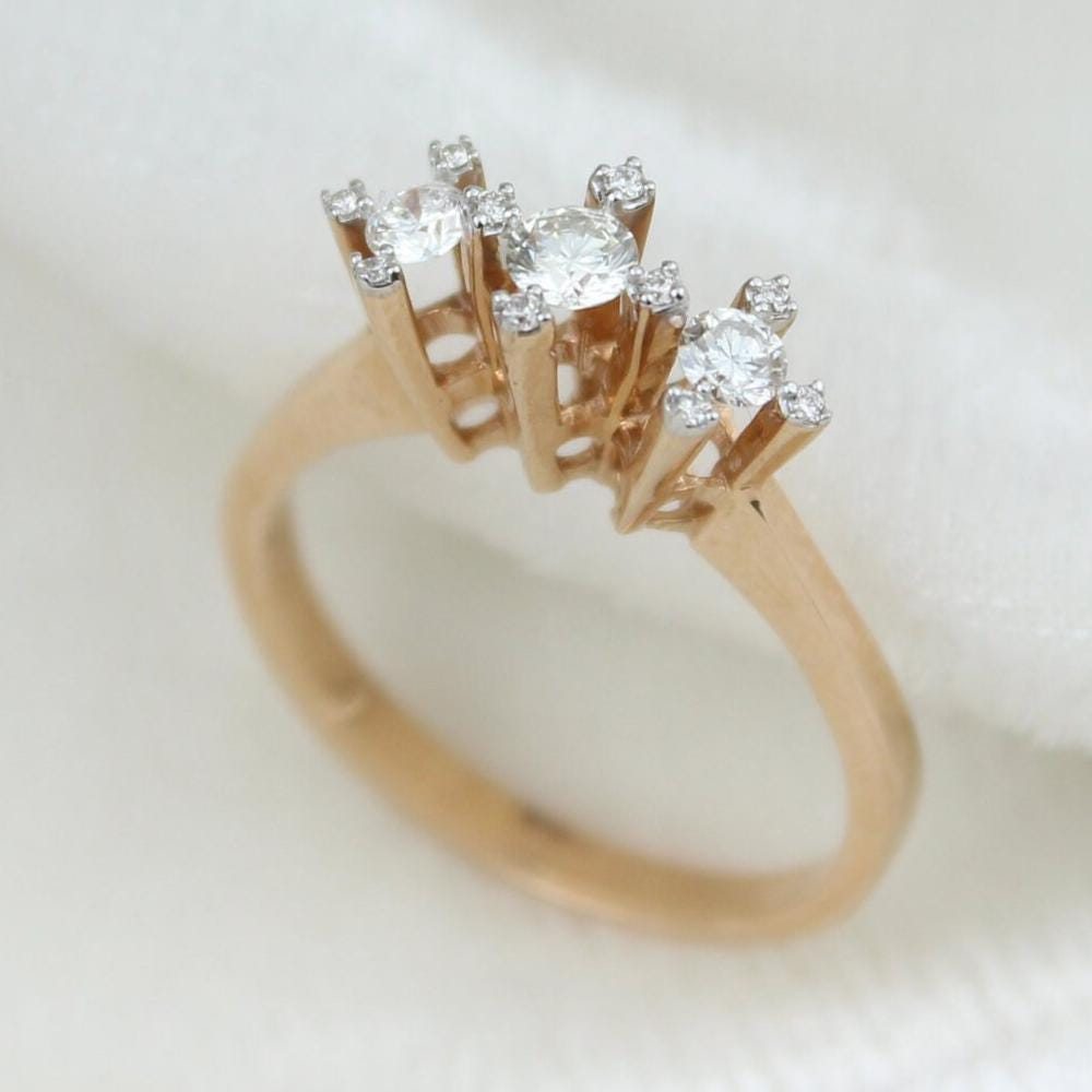Three Stone Natural Diamond Wedding Ring