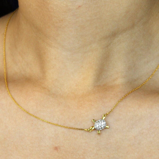 Diamond Turtle Pendant Necklace