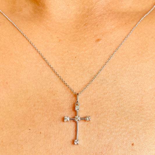 Cross Natural Diamond Half Bezel Set Pendant