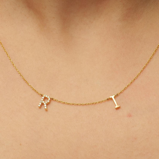 Personalized Initials Charm Diamond Necklace