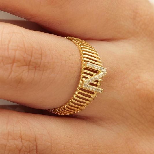 Personalized Initial Letter Diamond Ring