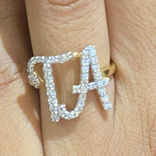 Personalized Double Initial Diamond Ring