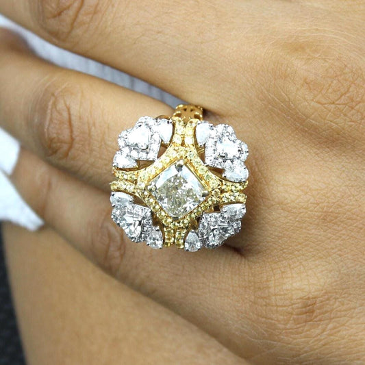Yellow Sapphire Natural Diamonds Engagement Ring