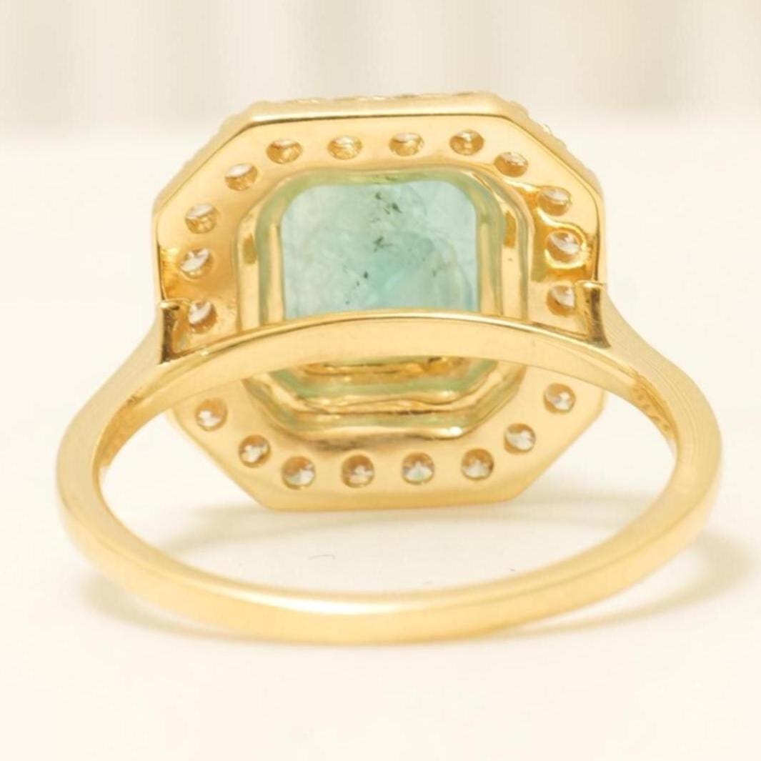 Princess Cut Halo Emerald Gemstone Diamond Ring