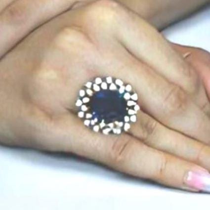 Blue Sapphire Oval Gemstone Diamond Ring