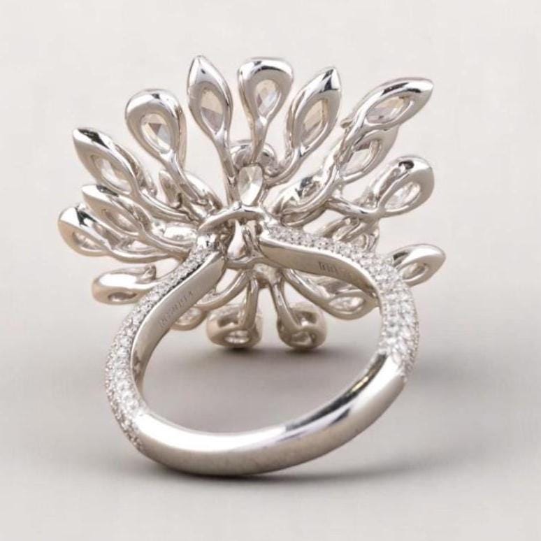 Peacock Feather Diamond Ring
