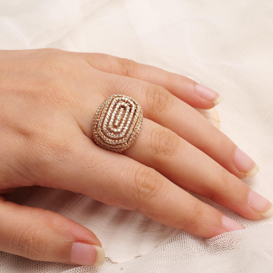 Concentric Oval Diamond Ring