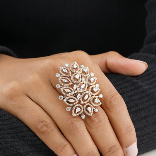 Pear & Marquise leaves Diamond Ring