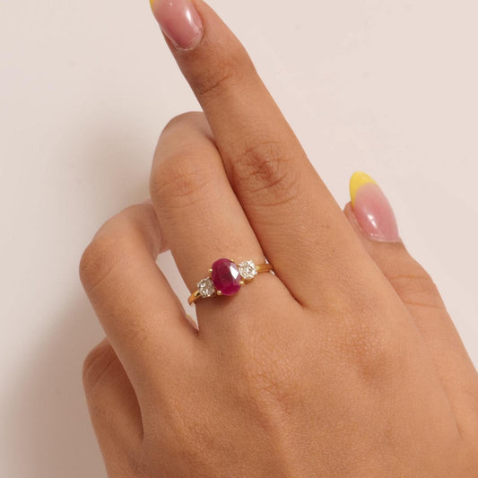 Oval Ruby Natural Diamond Ring