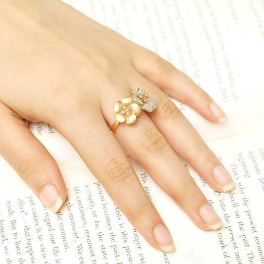 Double Flower Natural Diamond Ring