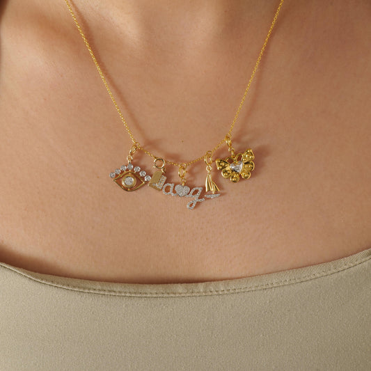 Butterfly Heart Diamond Charm