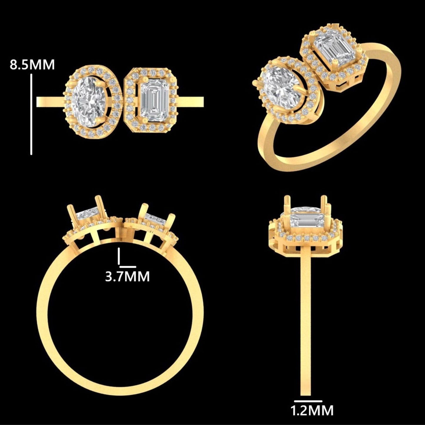 Twin Solitaire Halo Diamond Ring