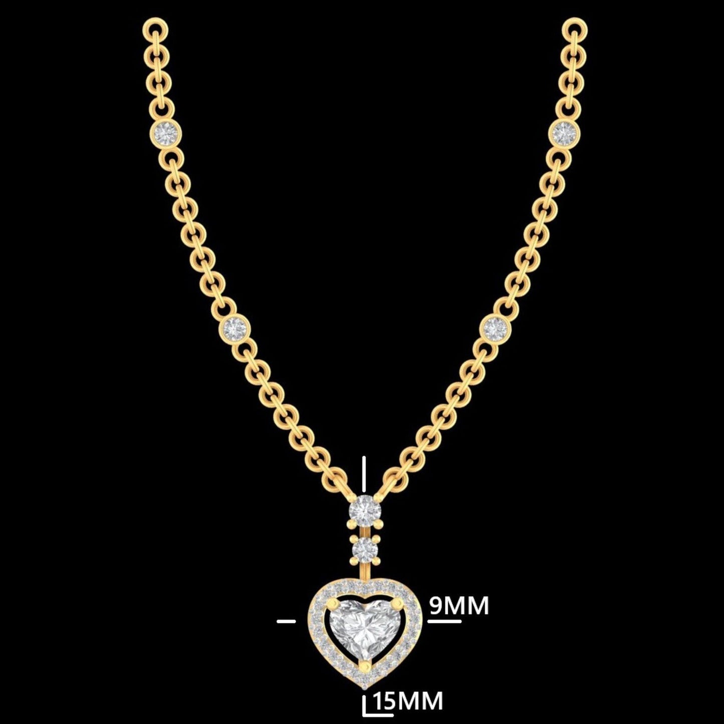 Heart Halo Diamond Pendant Necklace