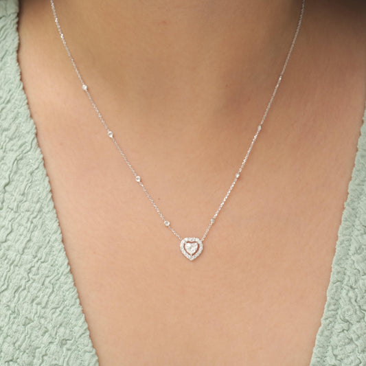 Heart Halo Diamond Necklace