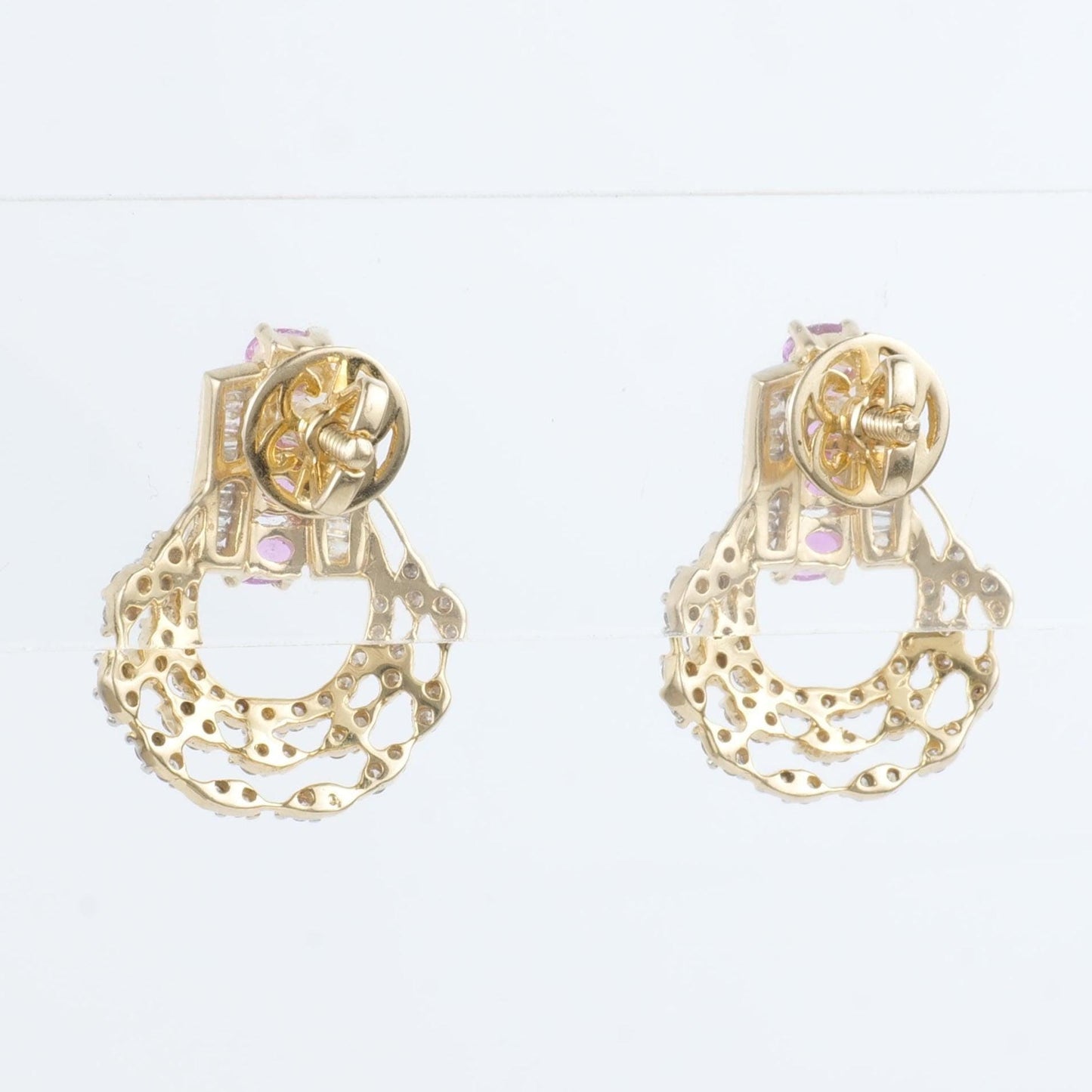 Pink Sapphire Diamond Studs Earrings