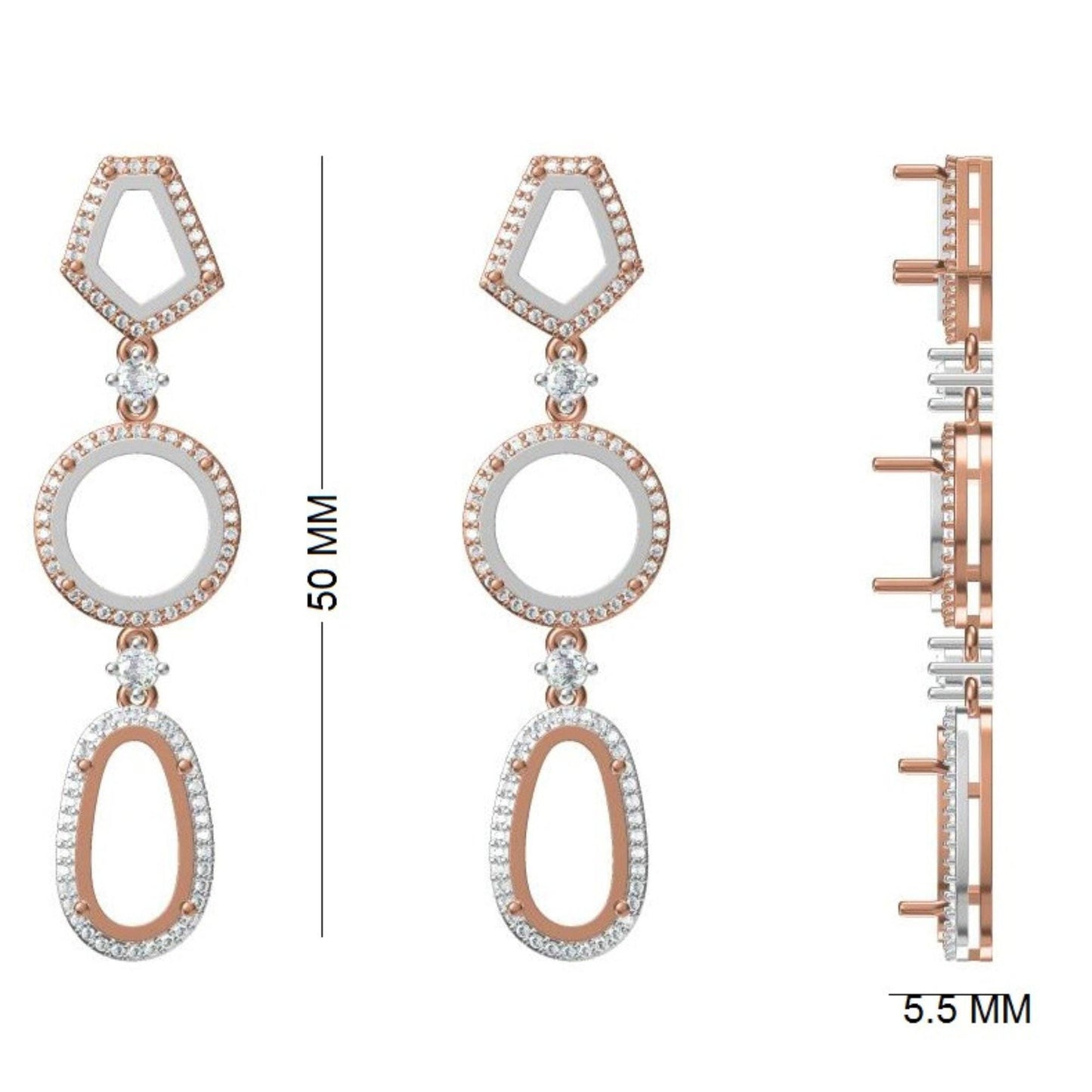 Ruby Tourmaline Diamond Dangle Earrings