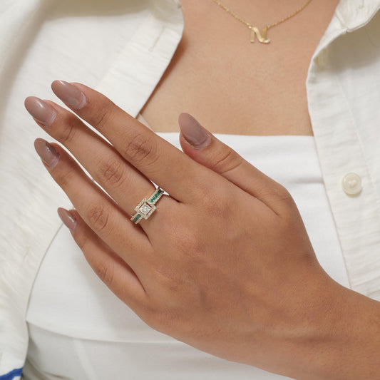 Square Princess Diamond Halo Ring