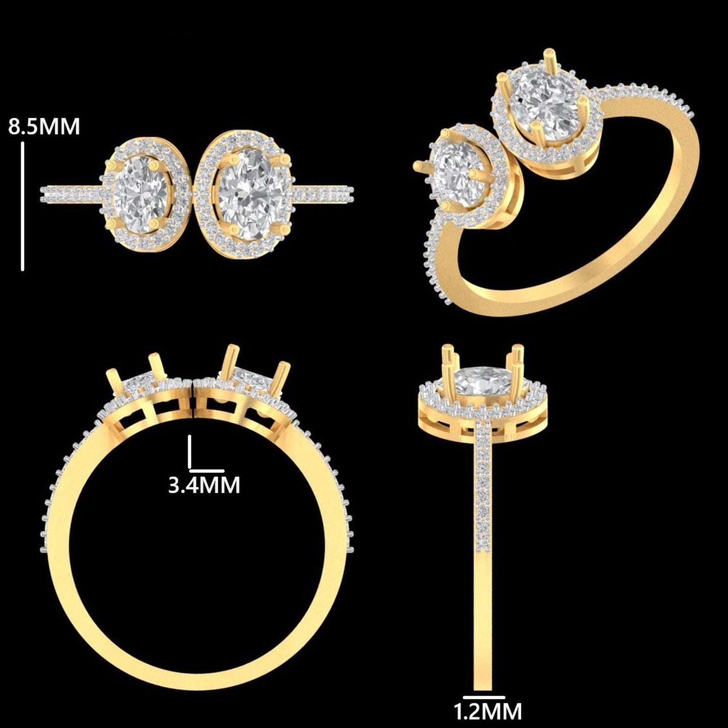 Twin Oval Halo Diamond Ring