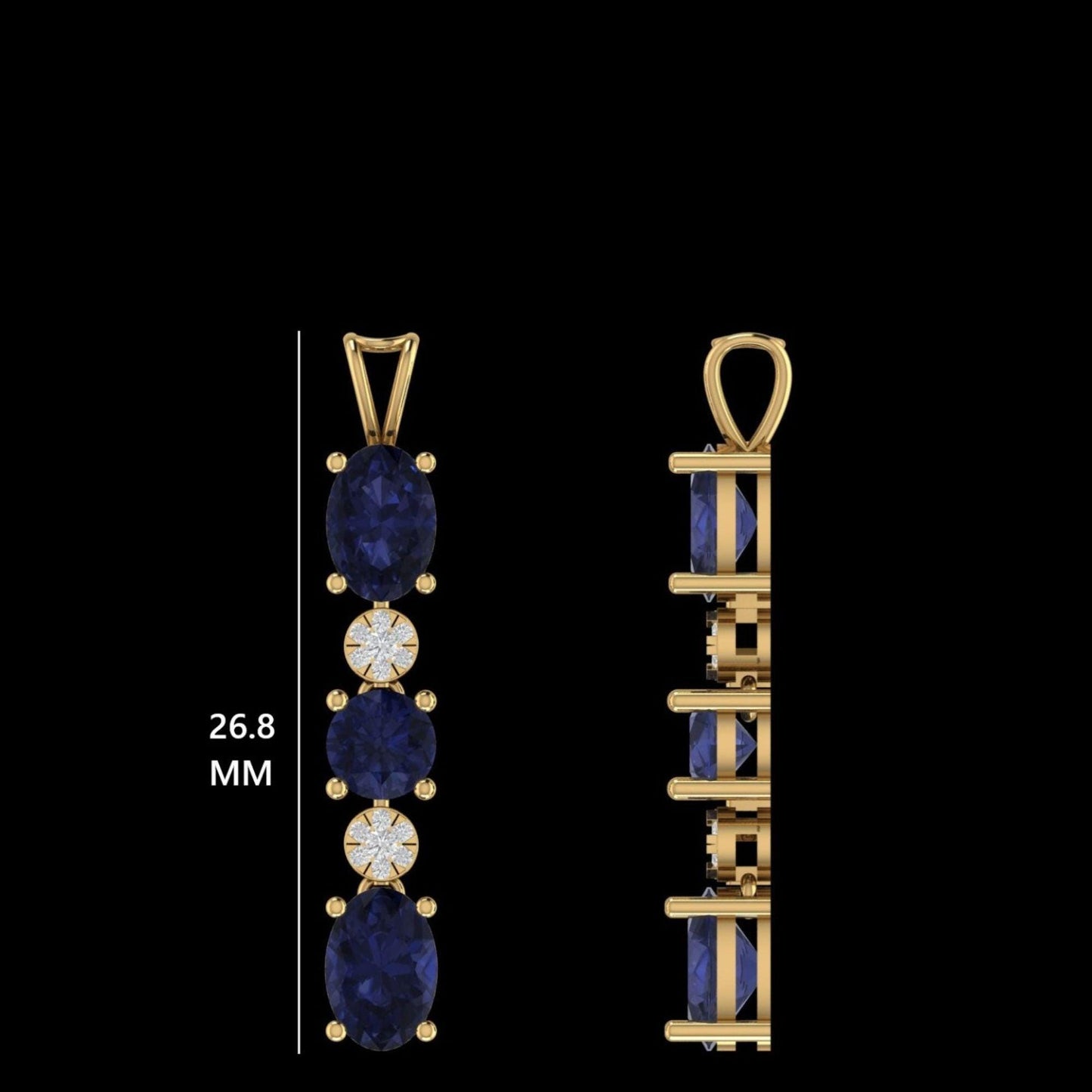 Blue Sapphire Natural Diamonds Pendant Necklace