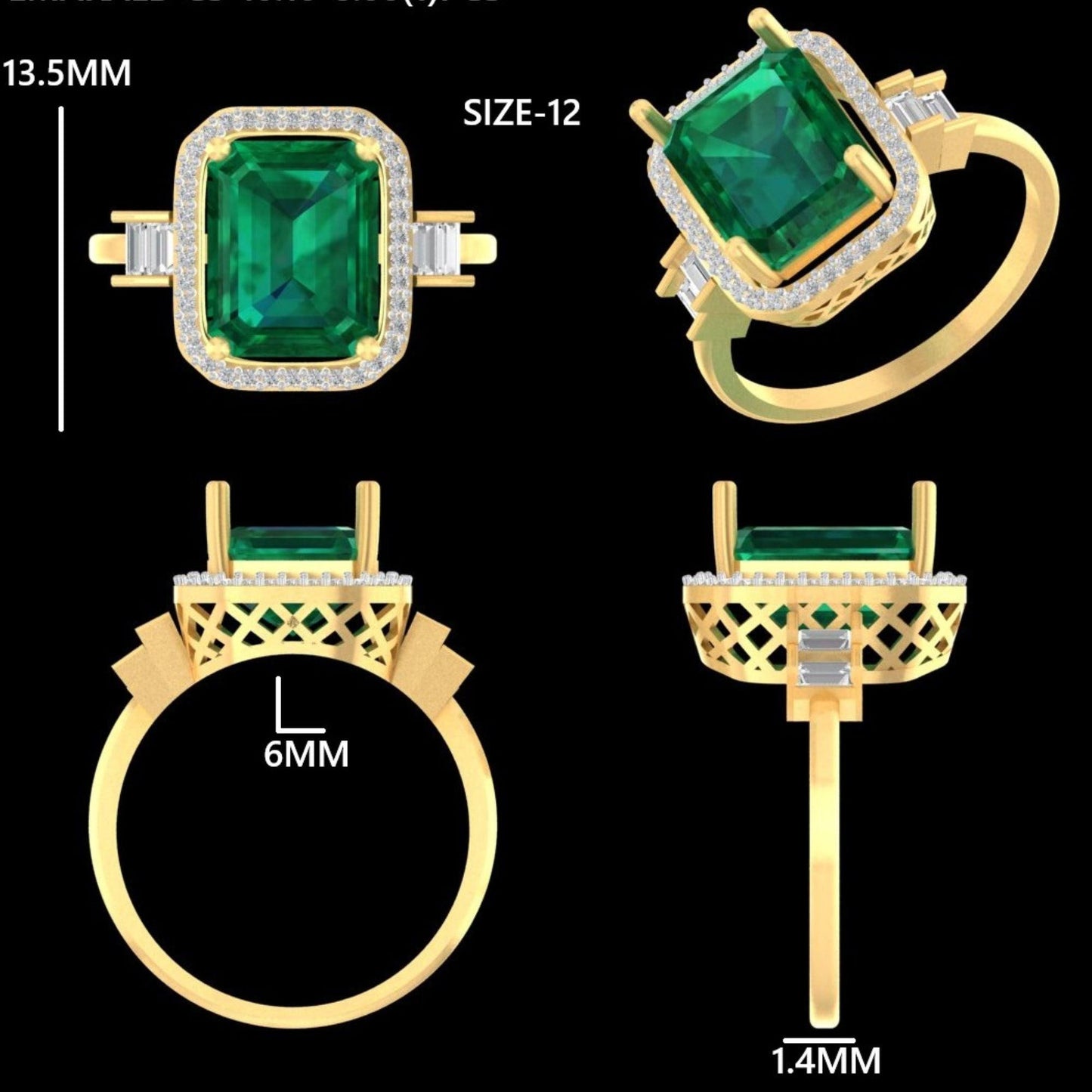 Emerald Cut Halo Diamond Ring