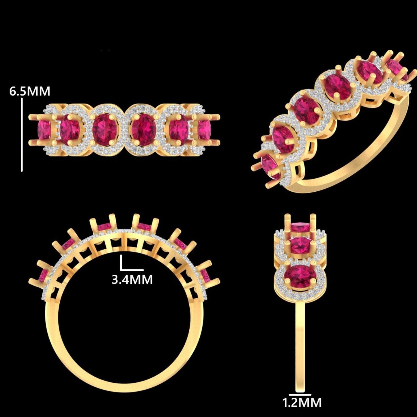 Natural Ruby & Diamond Halo Ring