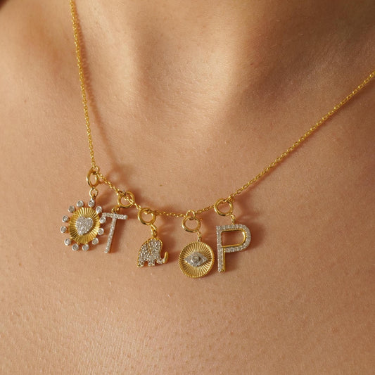Alphabet Initial Diamond Charm