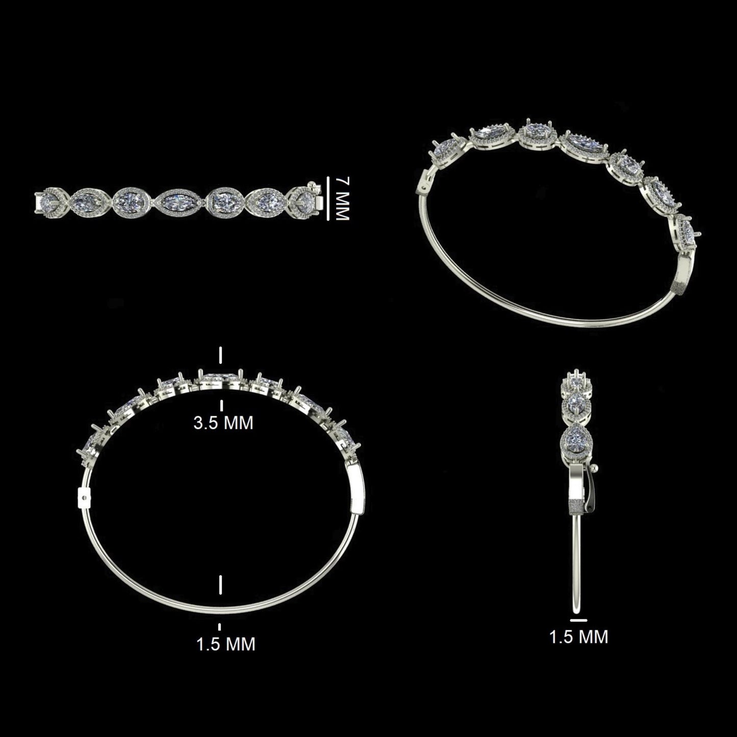 Solitaire Tennis Natural Diamond Cuff Bracelet