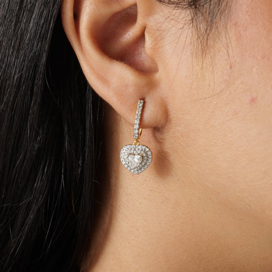 Heart Diamond Drop Earrings