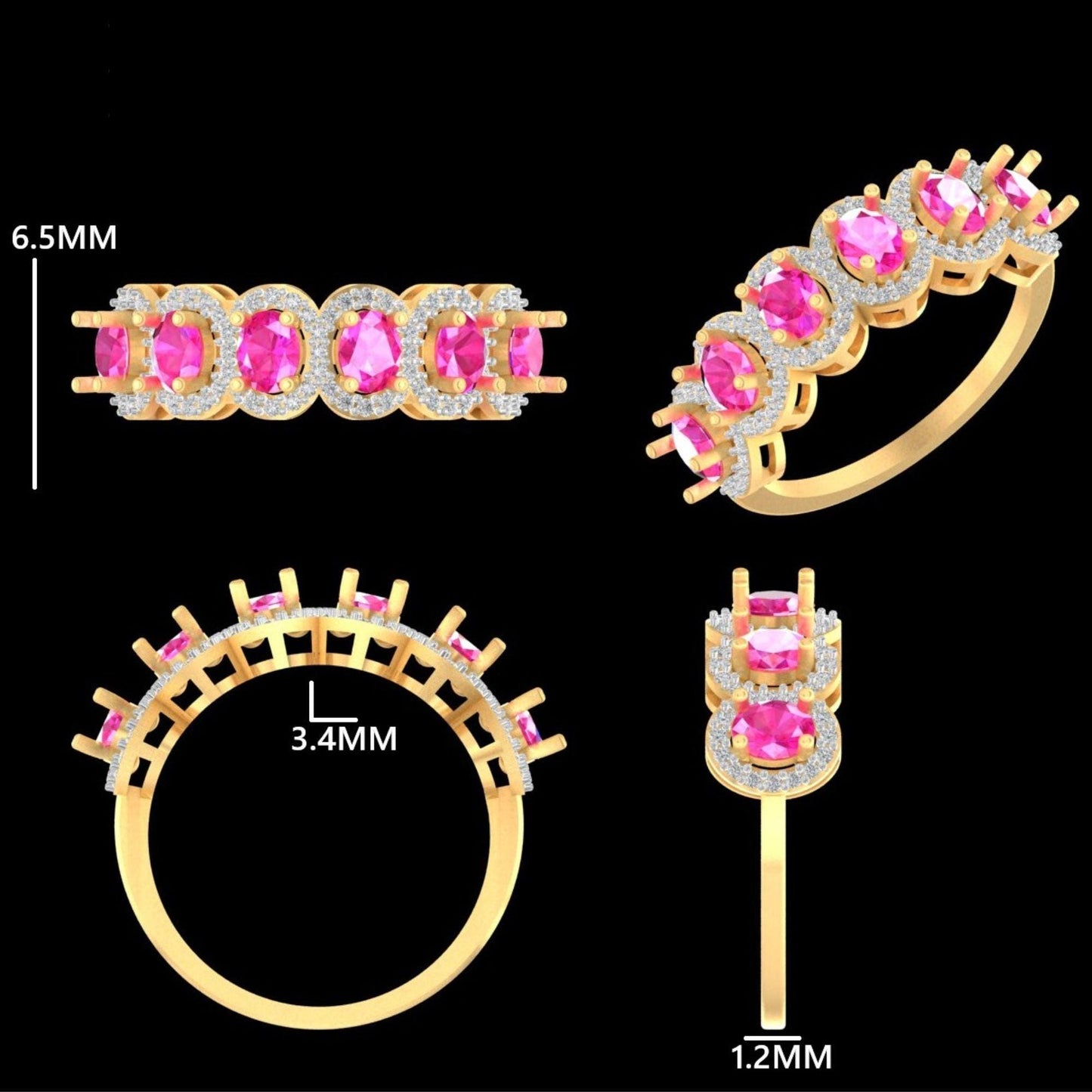 Pink Sapphire Natural Diamond Halo Ring