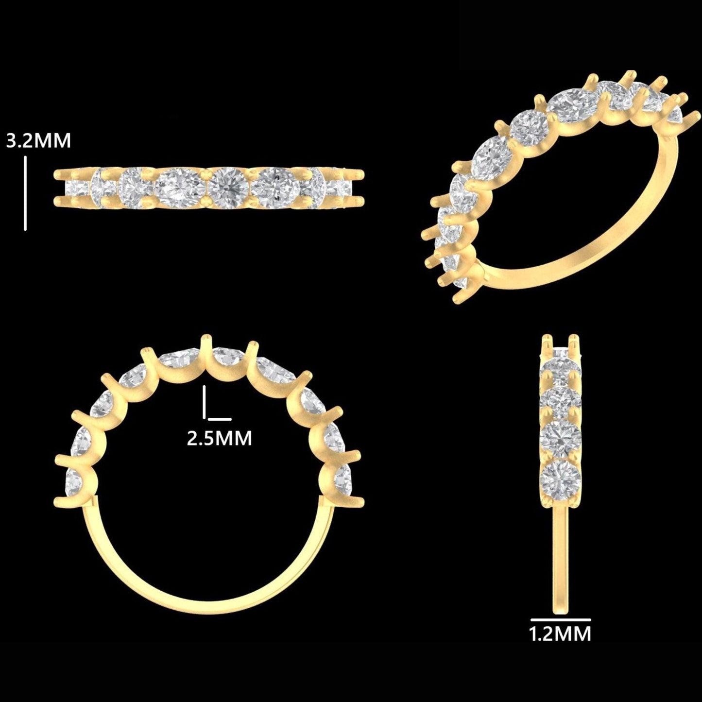 Fancy Natural Diamond Half Eternity Band