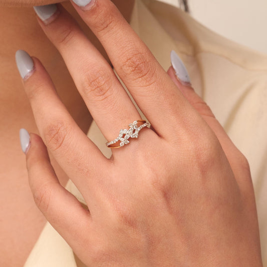 Floral Cluster Natural Diamond Ring