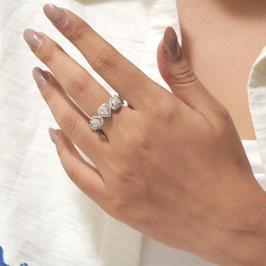Heart Diamond Halo Eternity Band Ring