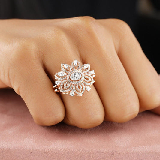 Flower Halo Natural Diamond Ring