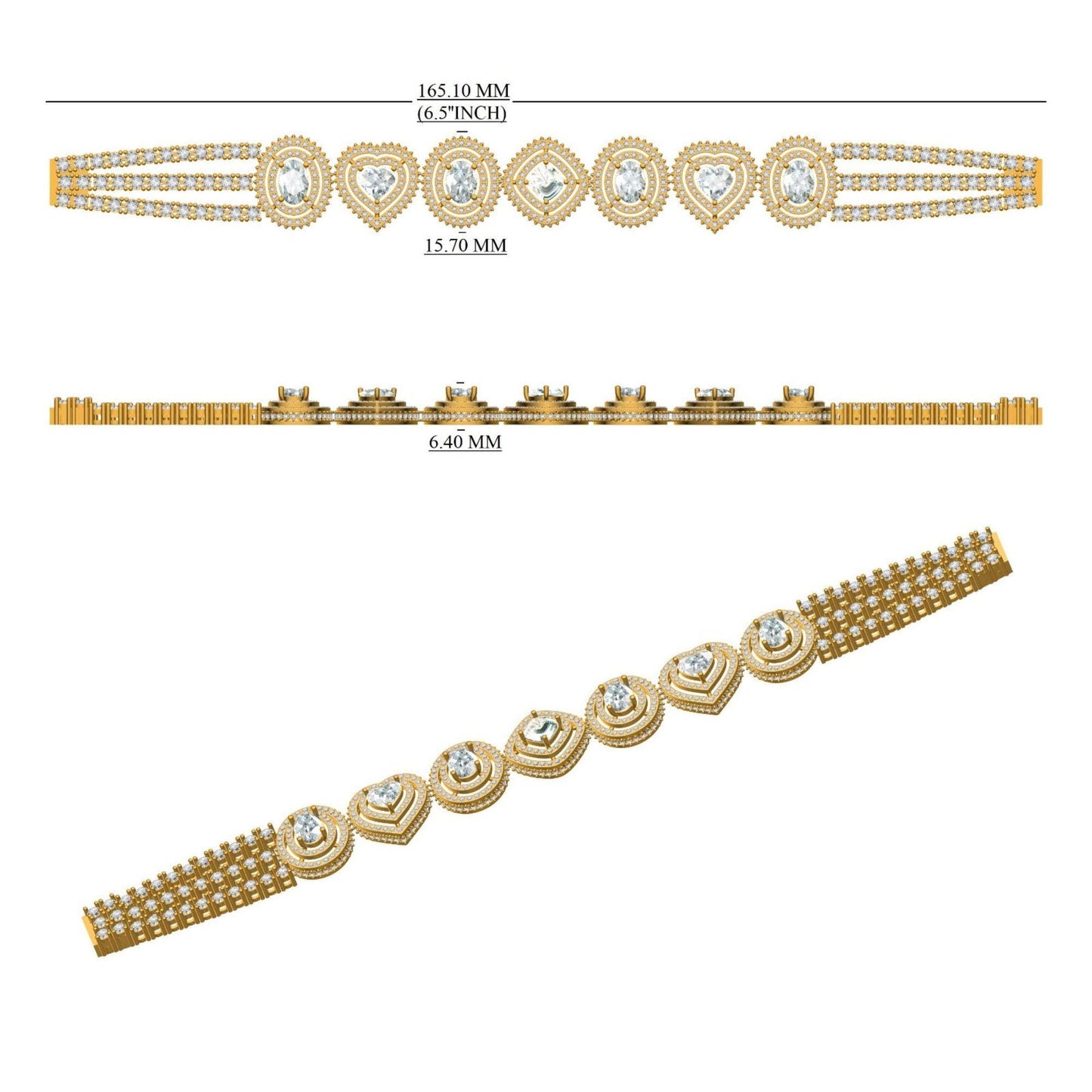 Multi-Shape Natural Diamond Double Halo Bracelet